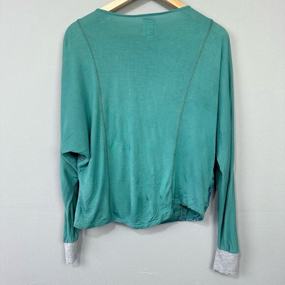 Anthropologie Tiny Kate Lace Embroidered Dolman Top Sz XS Teal Green Mixed Media - Picture 12 of 14